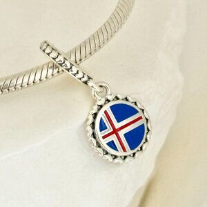 Pandora ICELAND Flag Dangle S925 Silver Charm